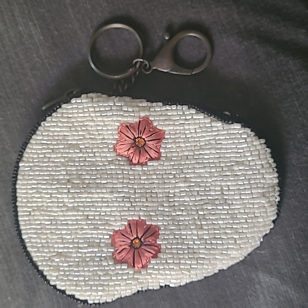 Mary Frances "Bone To Pick" Sugar Skull Beaded Coin Purse and Key Fob NWOT - Picture 2 of 5
